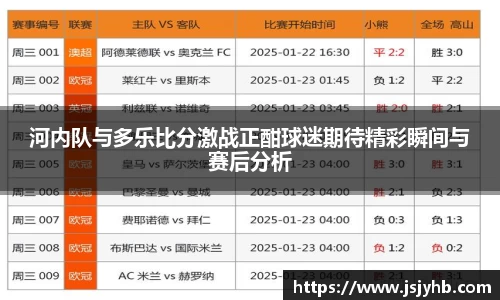 河内队与多乐比分激战正酣球迷期待精彩瞬间与赛后分析